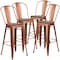 Flash Furniture Copper Metal Barstool with Back and Wood Seat, 30" High, PK4 4-ET-3534-30-POC-WD-GG - alternate 2